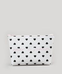 Necessaire-Feminina-Estampada-com-Coracoes--Amar-E-Somar--Branca-9029885-Branco_1