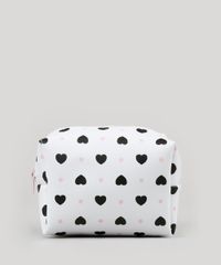 Necessaire-Feminina-Estampada-com-Poas-e-Coracoes-Branca-9027643-Branco_1