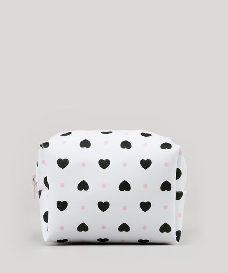 Necessaire-Feminina-Estampada-com-Poas-e-Coracoes-Branca-9027643-Branco_1