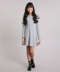Vestido-Infantil-Canelado-Manga-Longa-com-Abertura-Cinza-Mescla-9140695-Cinza_Mescla_3