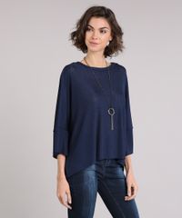 Blusa-Feminina-Ampla-Canelada-Manga-Morcego-Curta-Decote-Redondo-Azul-Marinho-9145034-Azul_Marinho_1