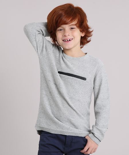 Sueter-Infantil-Canelado-em-Trico-com-Ziper-Manga-Longa-Decote-Redondo-Cinza-Mescla-Claro-8868508-Cinza_Mescla_Claro_1