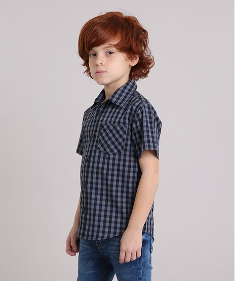 Camisa-Infantil-Xadrez-Manga-Curta-com-Bolso-Cinza-8439929-Cinza_1