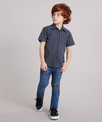 Camisa-Infantil-Xadrez-Manga-Curta-com-Bolso-Cinza-8439929-Cinza_3
