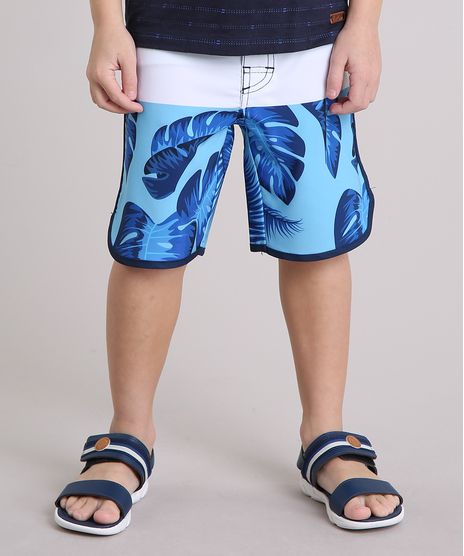 Bermuda-Surf-Infantil-Estampada-de-Folhagem-com-Velcro-e-Cordao-Azul-Marinho-8864942-Azul_Marinho_1