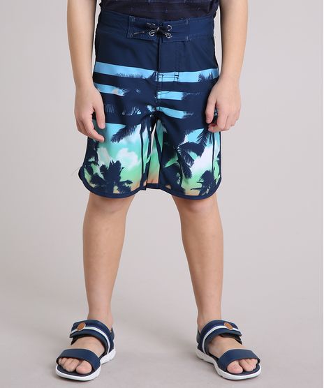Bermuda-Surf-Infantil-Estampada-de-Coqueiros-com-Velcro-e-Cordao-Azul-Marinho-8864936-Azul_Marinho_1