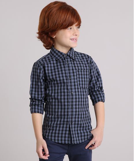 Camisa-Infantil-Xadrez-Manga-Curta-com-Bolso-Cinza-8439899-Cinza_1