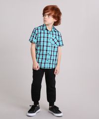 Camisa-Infantil-Xadrez-Manga-Curta-com-Bolso-Verde-8439929-Verde_3