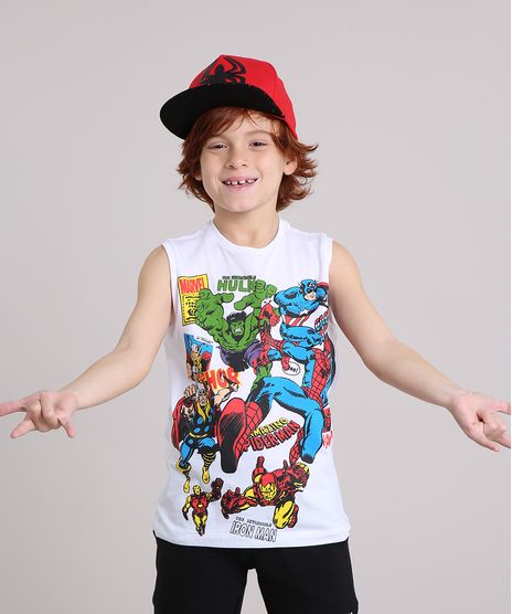 Regata-Infantil-Os-Vingadores-Gola-Careca-Branca-9131702-Branco_1