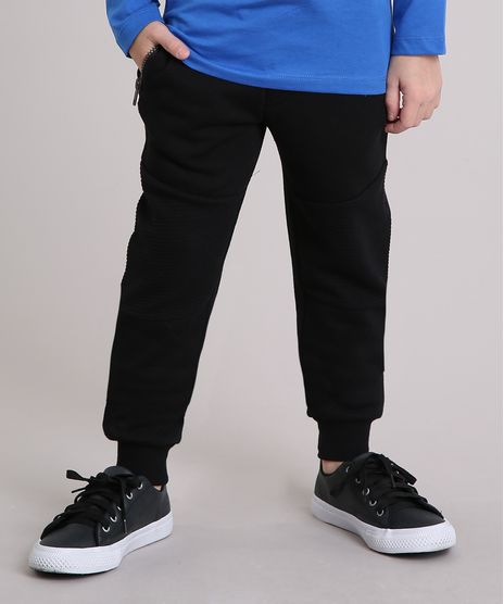 Calca-Infantil-Jogger-em-Moletom-com-Bolsos-e-Ziper-Preta-8861980-Preto_1