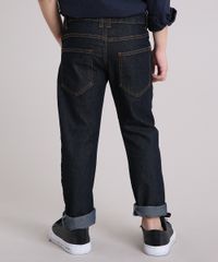 Calca-Jeans-Infantil-com-Retalho-Xadrez-em-Algodao---Sustentavel-Azul-Escuro-9169395-Azul_Escuro_2