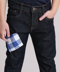 Calca-Jeans-Infantil-com-Retalho-Xadrez-em-Algodao---Sustentavel-Azul-Escuro-9169395-Azul_Escuro_4
