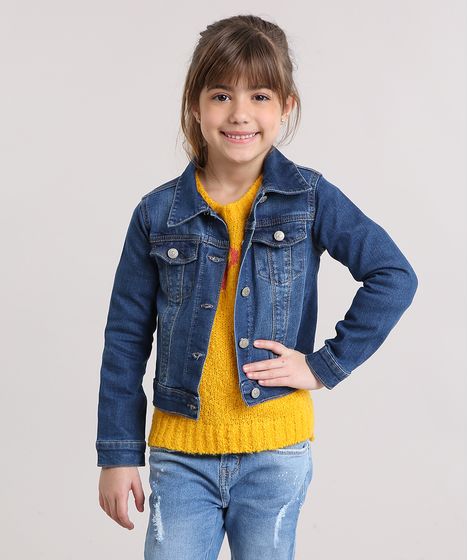 jaqueta jeans infantil bordada