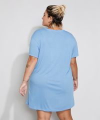 Camisola-Feminina-Plus-Size-Manga-Curta--Welcome-To-Paradise--Snoopy-Azul-9974467-Azul_4