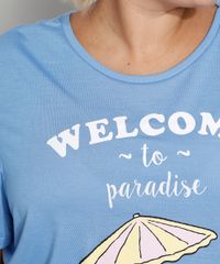 Camisola-Feminina-Plus-Size-Manga-Curta--Welcome-To-Paradise--Snoopy-Azul-9974467-Azul_5