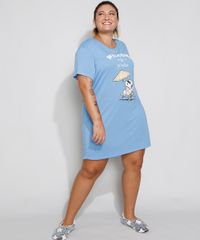 Camisola-Feminina-Plus-Size-Manga-Curta--Welcome-To-Paradise--Snoopy-Azul-9974467-Azul_6