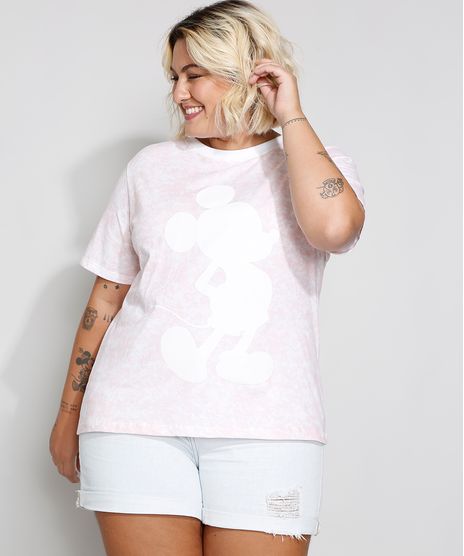 Camiseta-Feminina-Plus-Size-Estampada-Tie-Dye-Mickey-Manga-Curta-Decote-Redondo-Rosa-Claro-9970670-Rosa_Claro_1