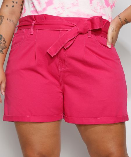 Short-de-Sarja-Feminino-Plus-Size-Clochard-com-Faixa-Pink-9984465-Pink_1 Short-de-Sarja-Feminino-Plus-Size-Clochard-com-Faixa-Pink-9984465-Pink_1