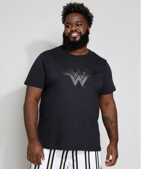 Camiseta-Masculina-Plus-Size-Mulher-Maravilha-Manga-Curta-Gola-Careca-Preta-9980529-Preto_1