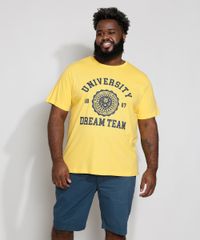 Camiseta-Masculina-Plus-Size--University--Manga-Curta-Gola-Careca-Amarela-9981190-Amarelo_3