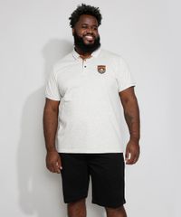 Polo-Masculina-Plus-Size-Comfort-Manga-Curta-com-Bordado-Cinza-Mescla-Claro-9982810-Cinza_Mescla_Claro_3