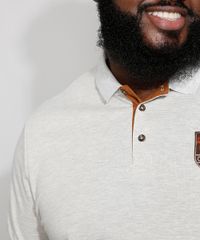 Polo-Masculina-Plus-Size-Comfort-Manga-Curta-com-Bordado-Cinza-Mescla-Claro-9982810-Cinza_Mescla_Claro_4