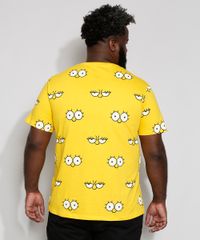 Camiseta-Masculina-Plus-Size-Estampada-Olhos-Lisa-Manga-Curta-Gola-Careca-Amarela-9976200-Amarelo_4