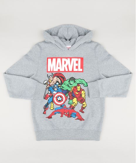 Blusao-Infantil-Os-Vingadores-com-Capuz-Manga-Longa-em-Moletom-de-Algodao---Sustentavel-Cinza-Mescla-8470761-Cinza_Mescla_1