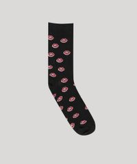 Meia-Masculina-Divertida-Donut-Cano-Alto-Preta-9167632-Preto_1
