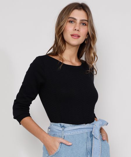 Sueter-de-Trico-Feminino-Chevron-Decote-Redondo-Preto-9817740-Preto_1