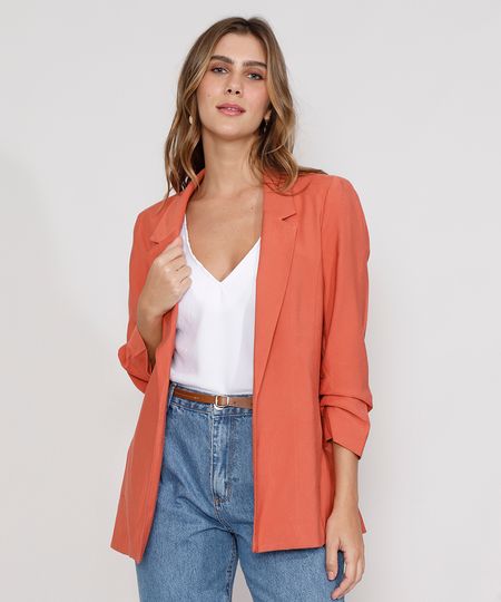 Blazer-Feminino-Longo-com-Bolsos-Manga-7-8-Coral-9970887-Coral_1