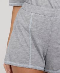 Pijama-Feminino-Manga-Curta-Amplo-Texturizado-com-Costuras-Cinza-Mescla-9978281-Cinza_Mescla_4
