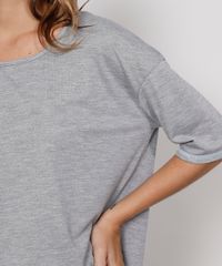Pijama-Feminino-Manga-Curta-Amplo-Texturizado-com-Costuras-Cinza-Mescla-9978281-Cinza_Mescla_5