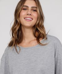 Pijama-Feminino-Manga-Curta-Amplo-Texturizado-com-Costuras-Cinza-Mescla-9978281-Cinza_Mescla_6