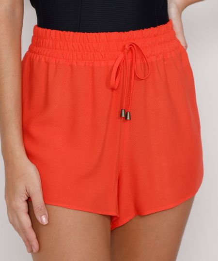 Short-Saida-de-Praia-Feminino-Maquinetado-com-Cordao-Coral-9974991-Coral_1