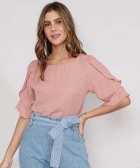 Blusa-Feminina-Manga-Curta-com-Babado-Decote-Redondo-Rose-9975716-Rose_1