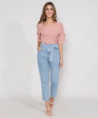 Blusa-Feminina-Manga-Curta-com-Babado-Decote-Redondo-Rose-9975716-Rose_3