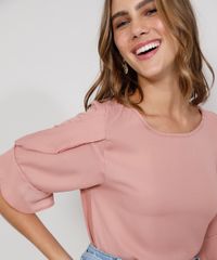 Blusa-Feminina-Manga-Curta-com-Babado-Decote-Redondo-Rose-9975716-Rose_4