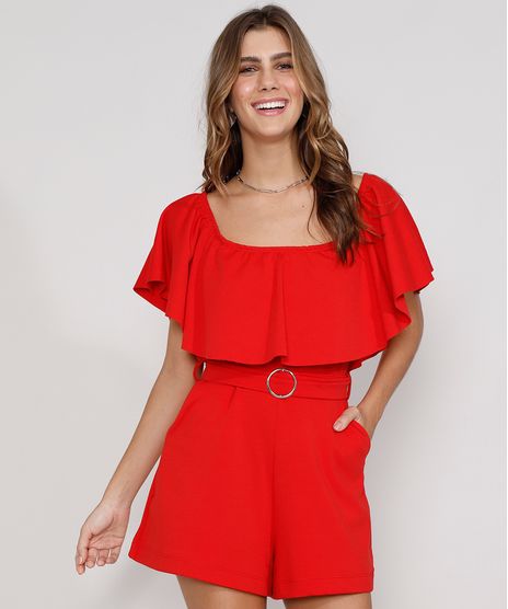 Macaquinho-Feminino-Ombro-a-Ombro-com-Bolsos-e-Cinto-Manga-Curta-Vermelho-9976257-Vermelho_1
