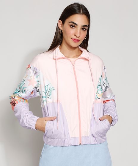 Jaqueta-Corta-Vento-Feminina-com-Folhagem-e-Bolsos-Rosa-Claro-9977438-Rosa_Claro_1