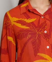 Camisa-Feminina-Manga-Longa-Estampada-de-Coqueiros-Laranja-9976625-Laranja_4