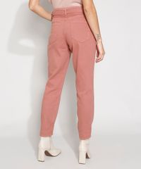 Calca-de-Sarja-Feminina-Mom-Cintura-Super-Alta-com-Cinto-Rosa-9977467-Rosa_2
