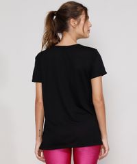 Camiseta Esportiva Feminina Piu Piu Preta  costas