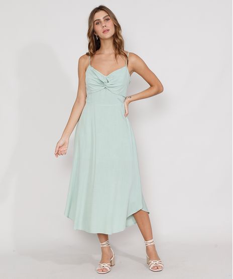 Vestido-Feminino-Midi-com-Torcido-Alca-Fina-Verde-Claro-9966155-Verde_Claro_1