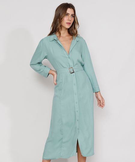 Vestido-Chemise-Feminino-Midi-com-Cinto-Manga-7-8-Verde-Claro-9982167-Verde_Claro_1 Vestido-Chemise-Feminino-Midi-com-Cinto-Manga-7-8-Verde-Claro-9982167-Verde_Claro_1