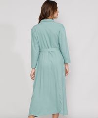 Vestido-Chemise-Feminino-Midi-com-Cinto-Manga-7-8-Verde-Claro-9982167-Verde_Claro_2
