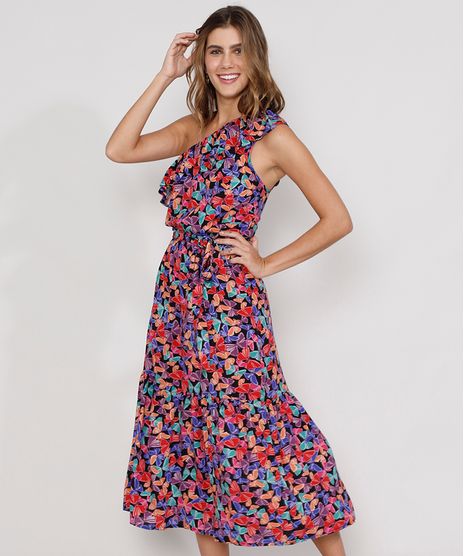 Vestido-Feminino-Midi-Um-Ombro-So-Estampado-de-Borboletas-com-Babado-e-Faixa-para-Amarrar-Alca-Larga-Preto-9978518-Preto_1