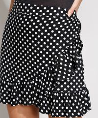 Saia-Feminina-Curta-Transpassada-Estampada-de-Poa-com-Babados-Preta-9979608-Preto_5