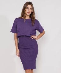 Vestido-Feminino-Midi-Bluse-com-Canelado-Manga-Curta-Roxo-9975194-Roxo_1