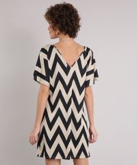 Vestido-Feminino-Estampado-Chevron-Manga-Curta-com-Fenda-Decote-Redondo-Bege-9128827-Bege_2